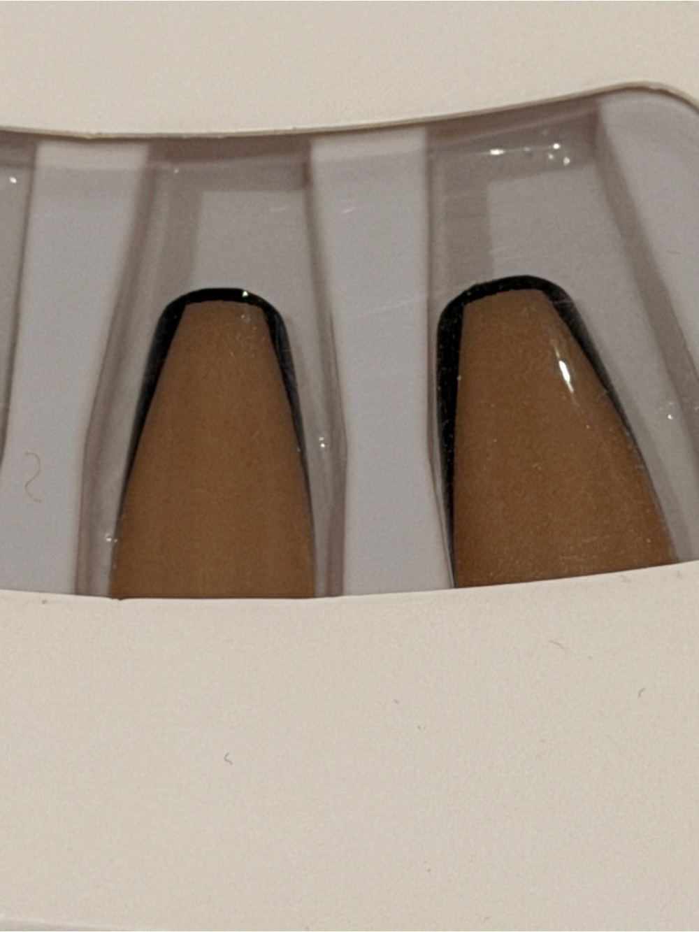 Black French Tip Coffin Press On Nails | Minimalist Glossy Nude Nail Set